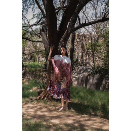 Amka India Pink Bloom Printed Kaftan