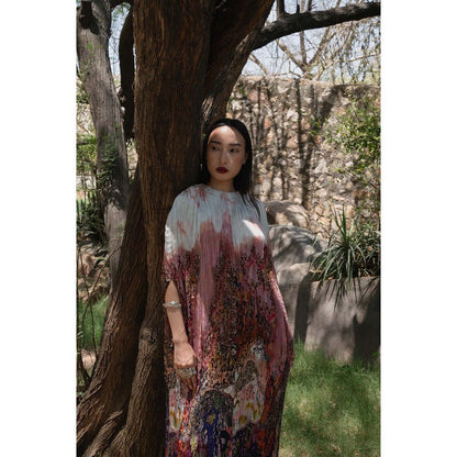 Amka India Pink Bloom Printed Kaftan