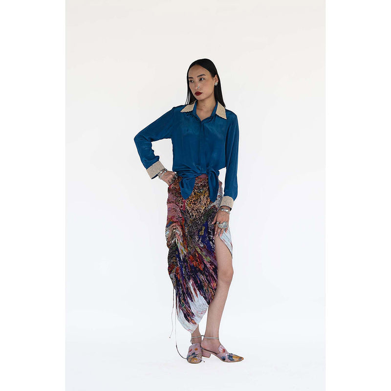 Amka India Blue Fah Solid Shirt