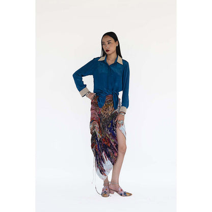 Amka India Blue Fah Solid Shirt