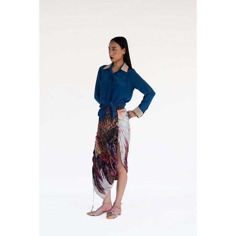 Amka India Blue Fah Solid Shirt