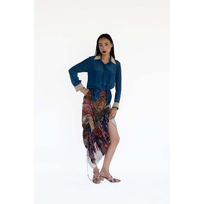 Amka India Blue Fah Solid Shirt