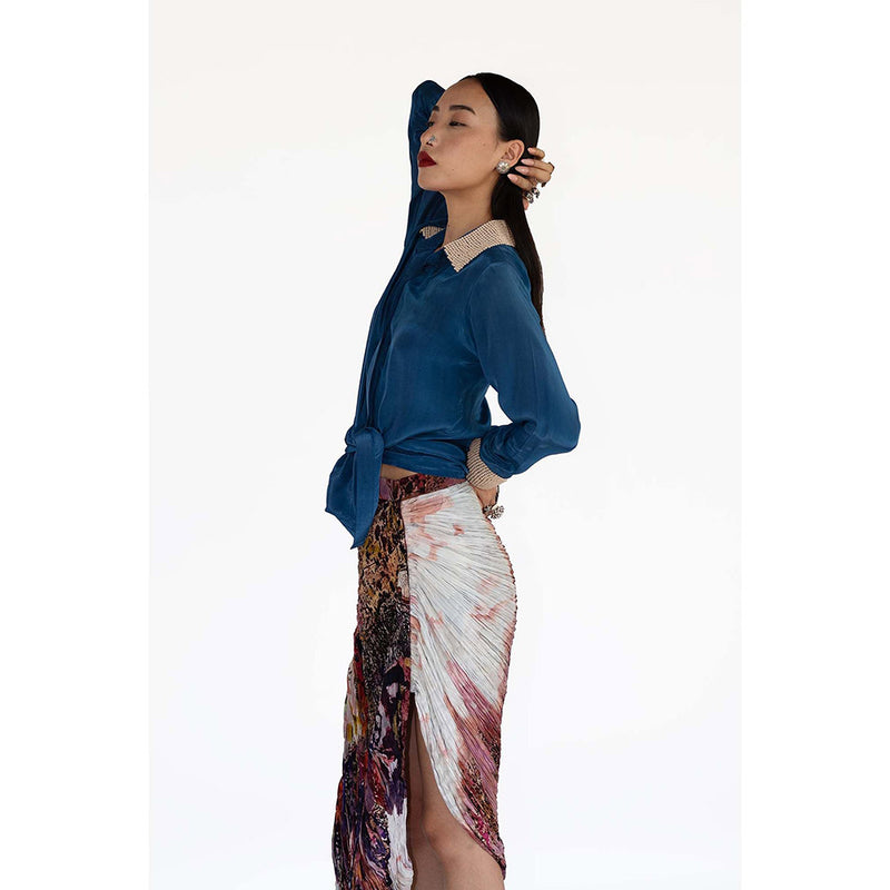 Amka India Blue Fah Solid Shirt