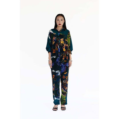 Amka India Blue Womens Jordan Printed Pant