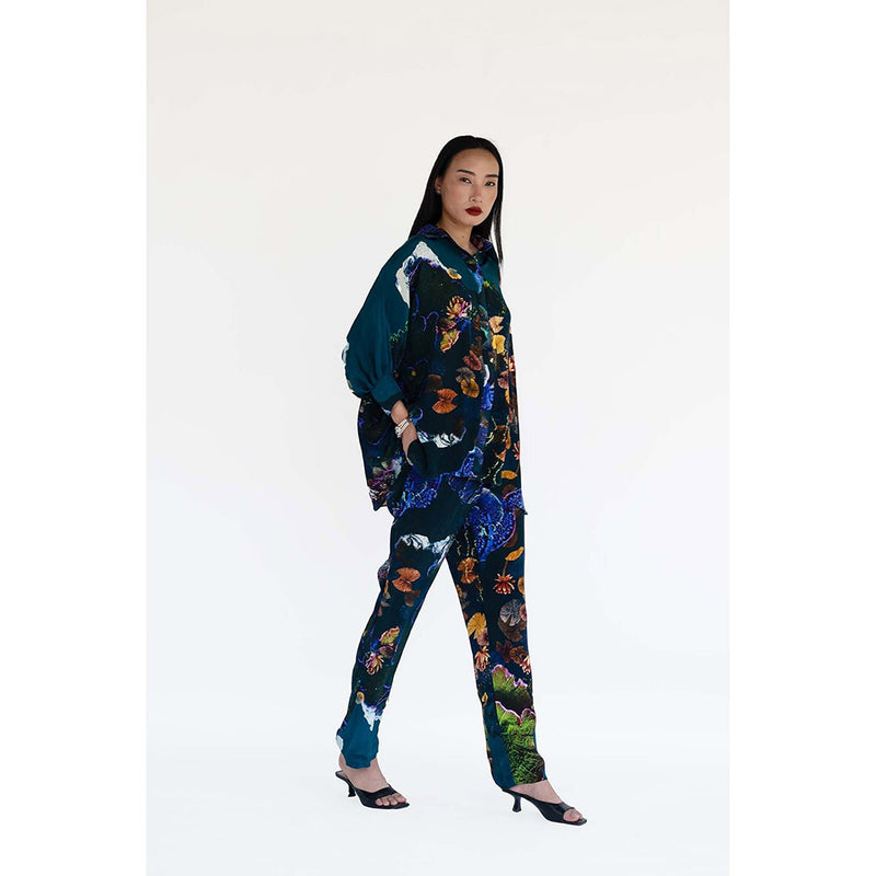 Amka India Blue Womens Jordan Printed Pant