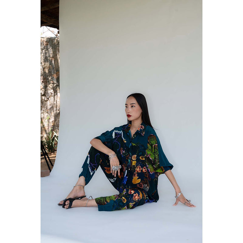 Amka India Blue Womens Jordan Printed Pant