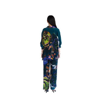 Amka India Blue Womens Jordan Printed Pant