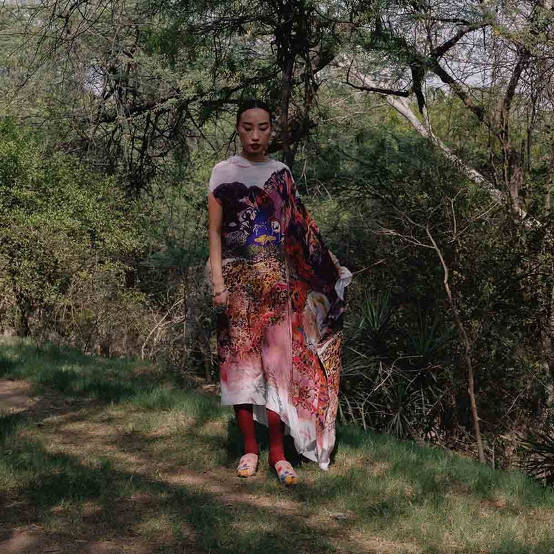 Amka India Multicolor Terali Printed Kaftan