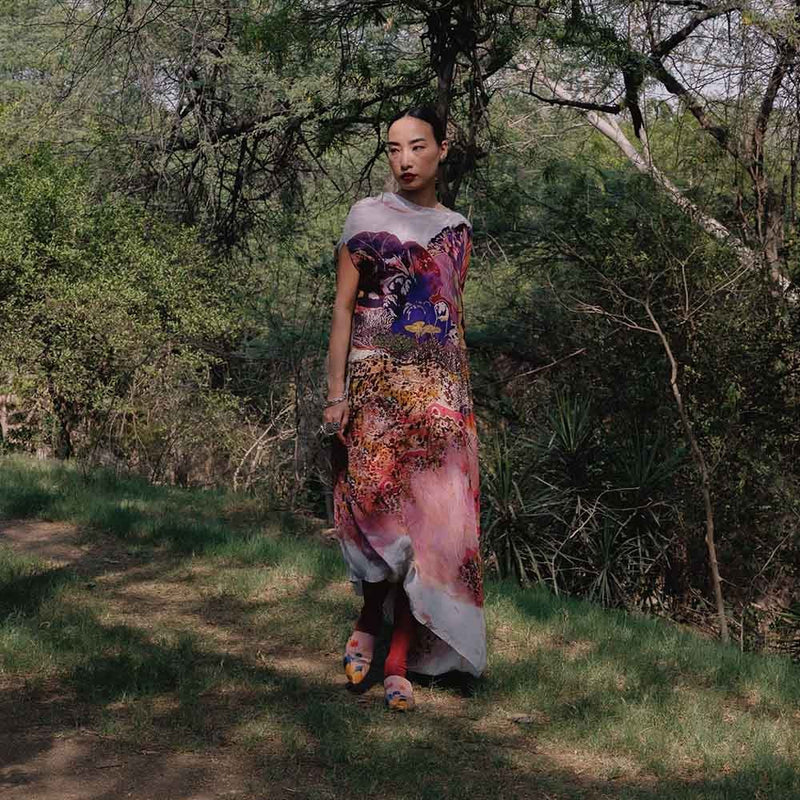 Amka India Multicolor Terali Printed Kaftan