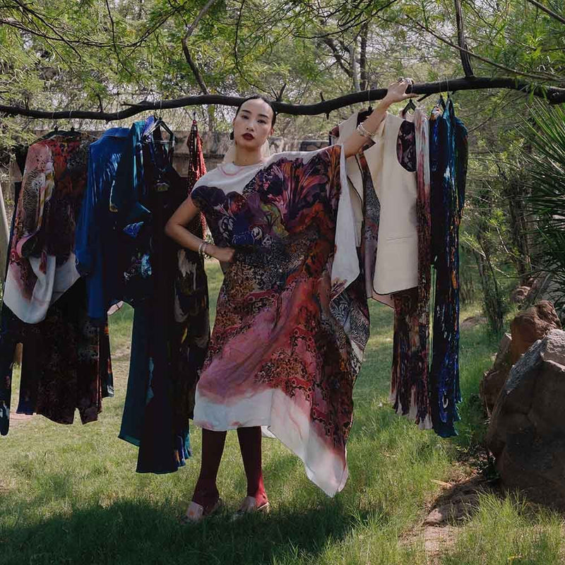 Amka India Multicolor Terali Printed Kaftan