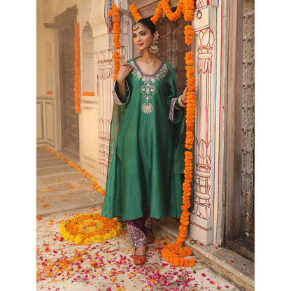 Amoree Heena Embroidered Kurta with Pant and Dupatta (Set of 3)