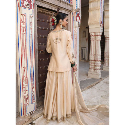 Amoree Gaj Embroidered Kurti with Palazzo and Dupatta (Set of 3)