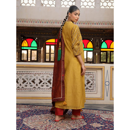 Amoree Mishri Bead Pearl Embroidered Kurta with Pant and Dupatta (Set of 3)