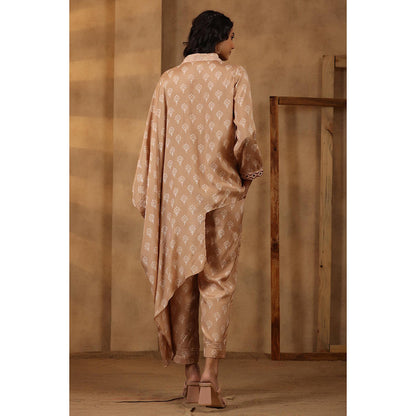 Amoree Womens Printed Beige Co-Ord Set