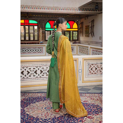 Amoree Green Silk Chanderi Zardozi Kurta with Pant & Dupatta