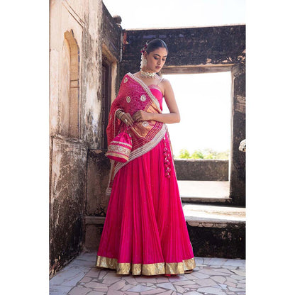 Amoree Hot Pink Lehenga with Blouse and Dupatta