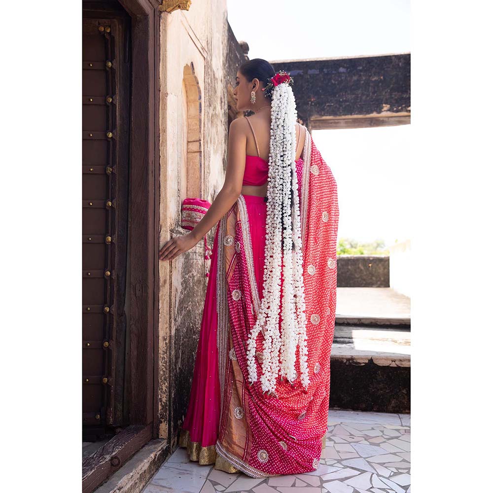 Amoree Hot Pink Lehenga with Blouse and Dupatta