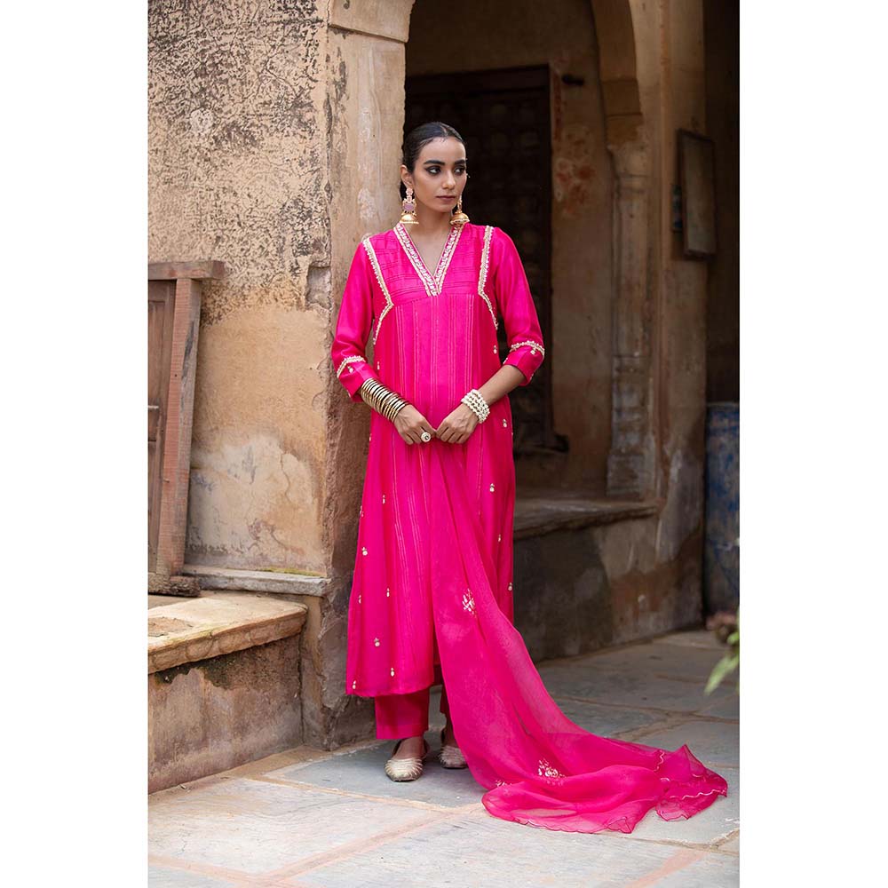 Amoree Hot Pink Kurta with Pant and Dupatta