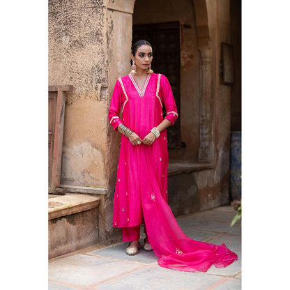 Amoree Hot Pink Kurta with Pant and Dupatta