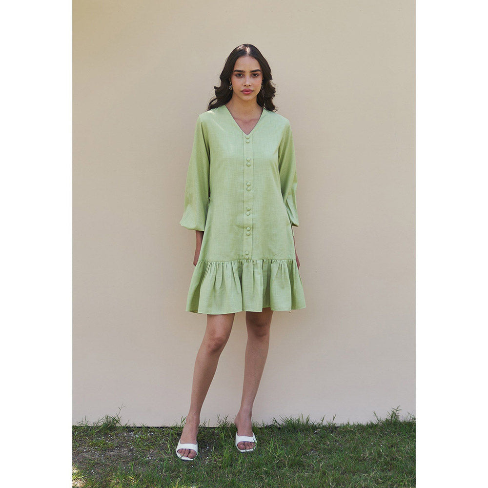 AMOSHI Dory Mini Green Dress -Soft Pear