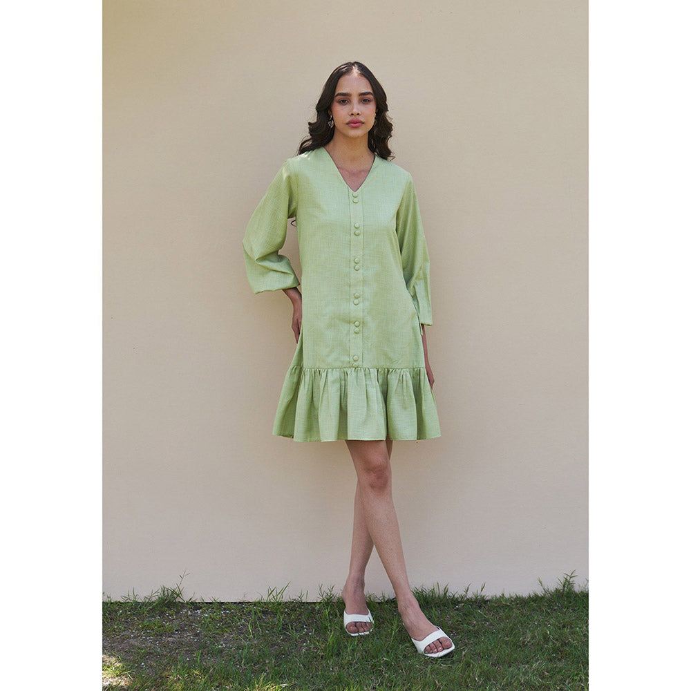 AMOSHI Dory Mini Green Dress -Soft Pear