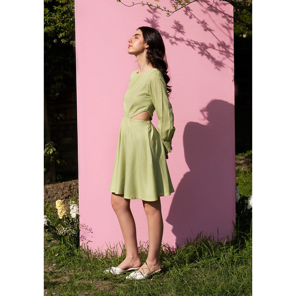 AMOSHI Cleo Cutout Green Mini Dress -Soft Pear