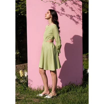 AMOSHI Cleo Cutout Green Mini Dress -Soft Pear