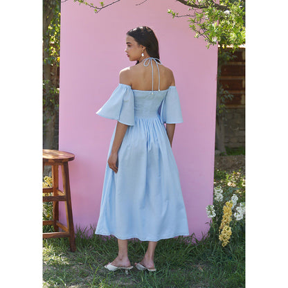 AMOSHI Elle Midi Dress With Detachable Sleeves -Powder Blue (Set of 2)