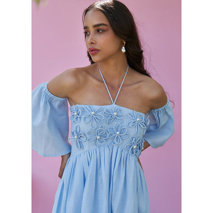 AMOSHI Elle Midi Dress With Detachable Sleeves -Powder Blue (Set of 2)