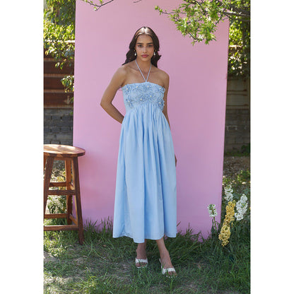 AMOSHI Elle Midi Dress With Detachable Sleeves -Powder Blue (Set of 2)