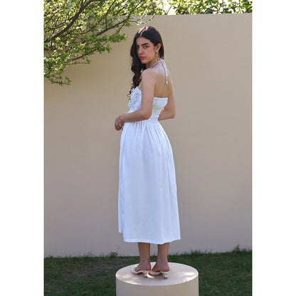 AMOSHI Elle Wine Midi Dress With Detachable Sleeves -White (Set of 2)