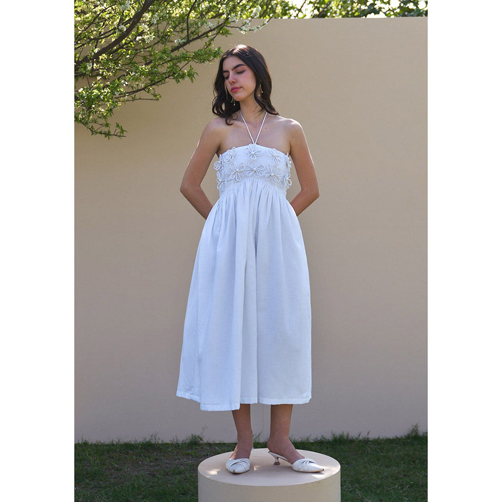 AMOSHI Elle Wine Midi Dress With Detachable Sleeves -White (Set of 2)