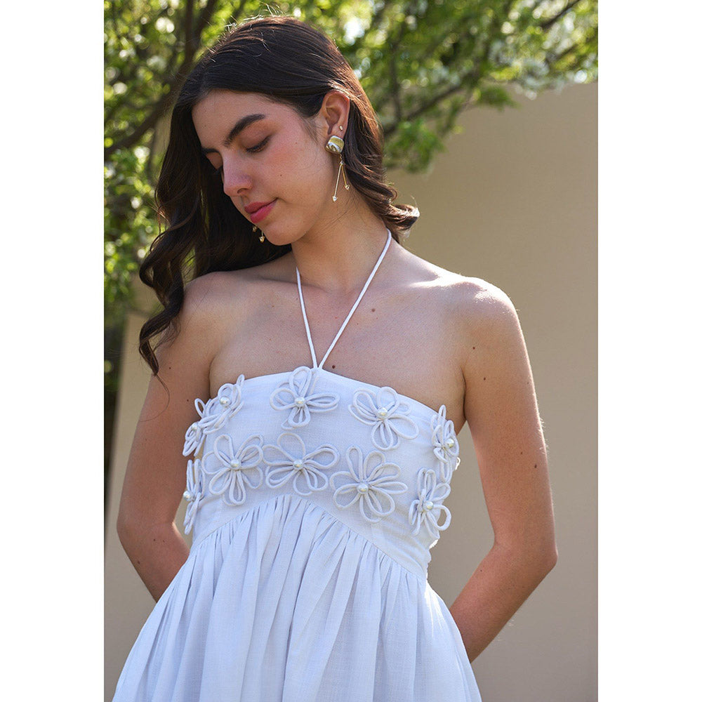 AMOSHI Elle Wine Midi Dress With Detachable Sleeves -White (Set of 2)