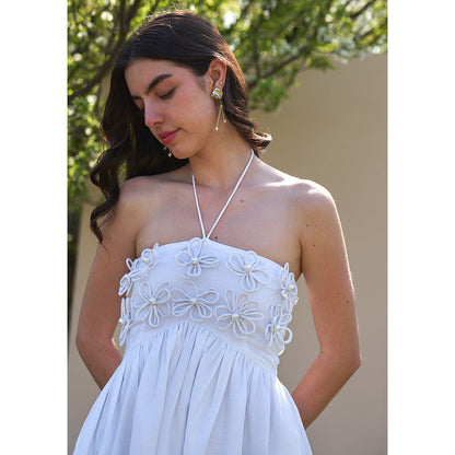 AMOSHI Elle Wine Midi Dress With Detachable Sleeves -White (Set of 2)