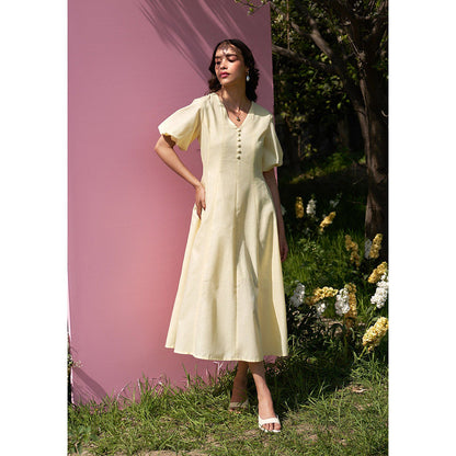 AMOSHI Pia Midi Dress -Butter Yellow