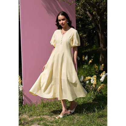 AMOSHI Pia Midi Dress -Butter Yellow