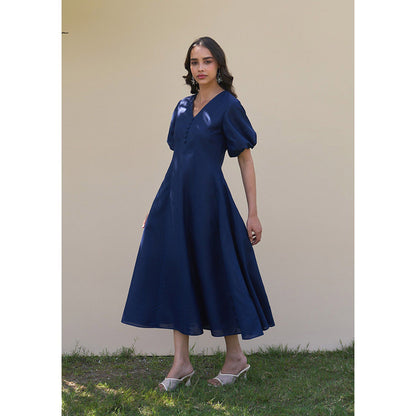 AMOSHI Pia Midi Dress -Navy Blue