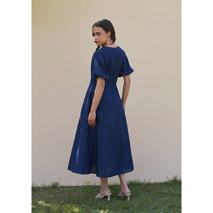AMOSHI Pia Midi Dress -Navy Blue