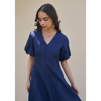 AMOSHI Pia Midi Dress -Navy Blue