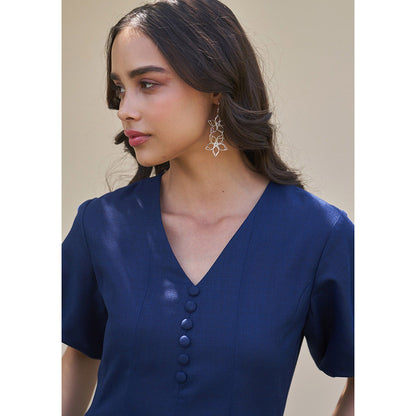 AMOSHI Pia Midi Dress -Navy Blue