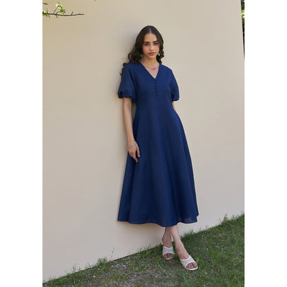 AMOSHI Pia Midi Dress -Navy Blue