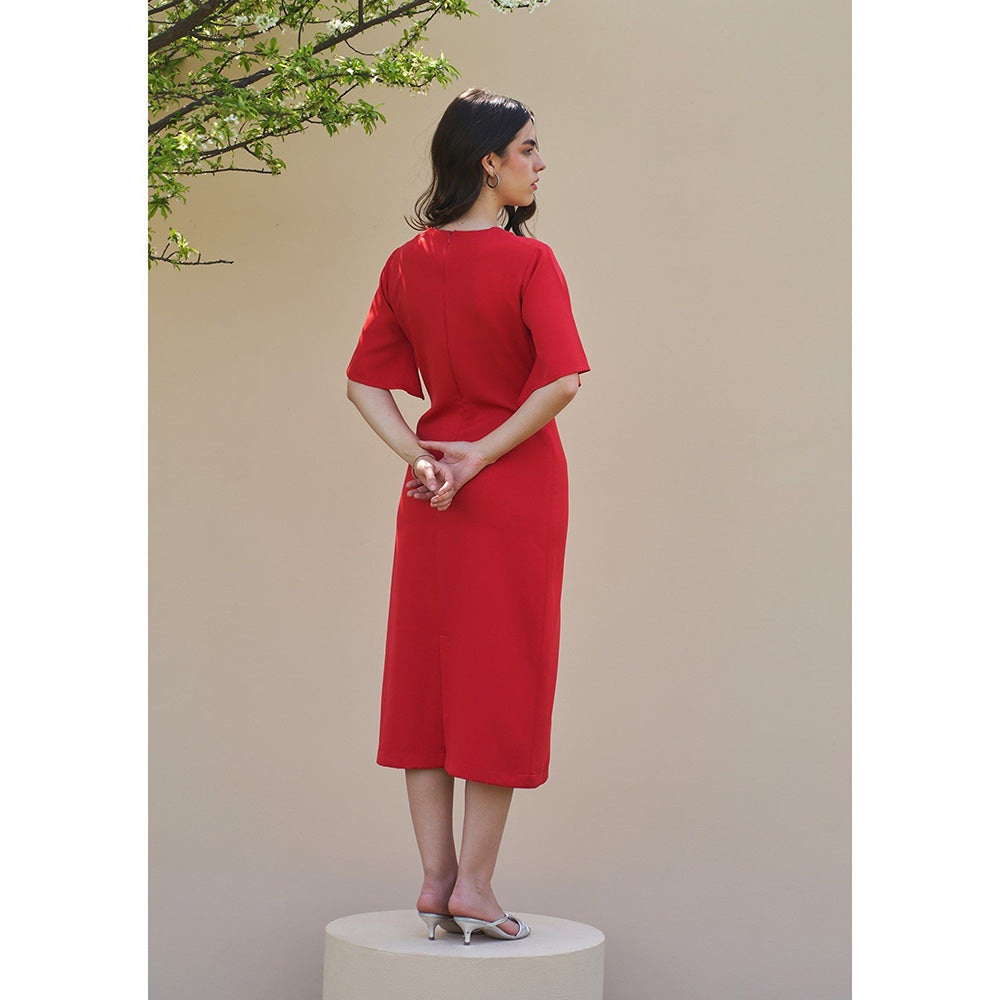 AMOSHI Dewdrop Midi Dress -Red