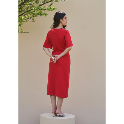 AMOSHI Dewdrop Midi Dress -Red