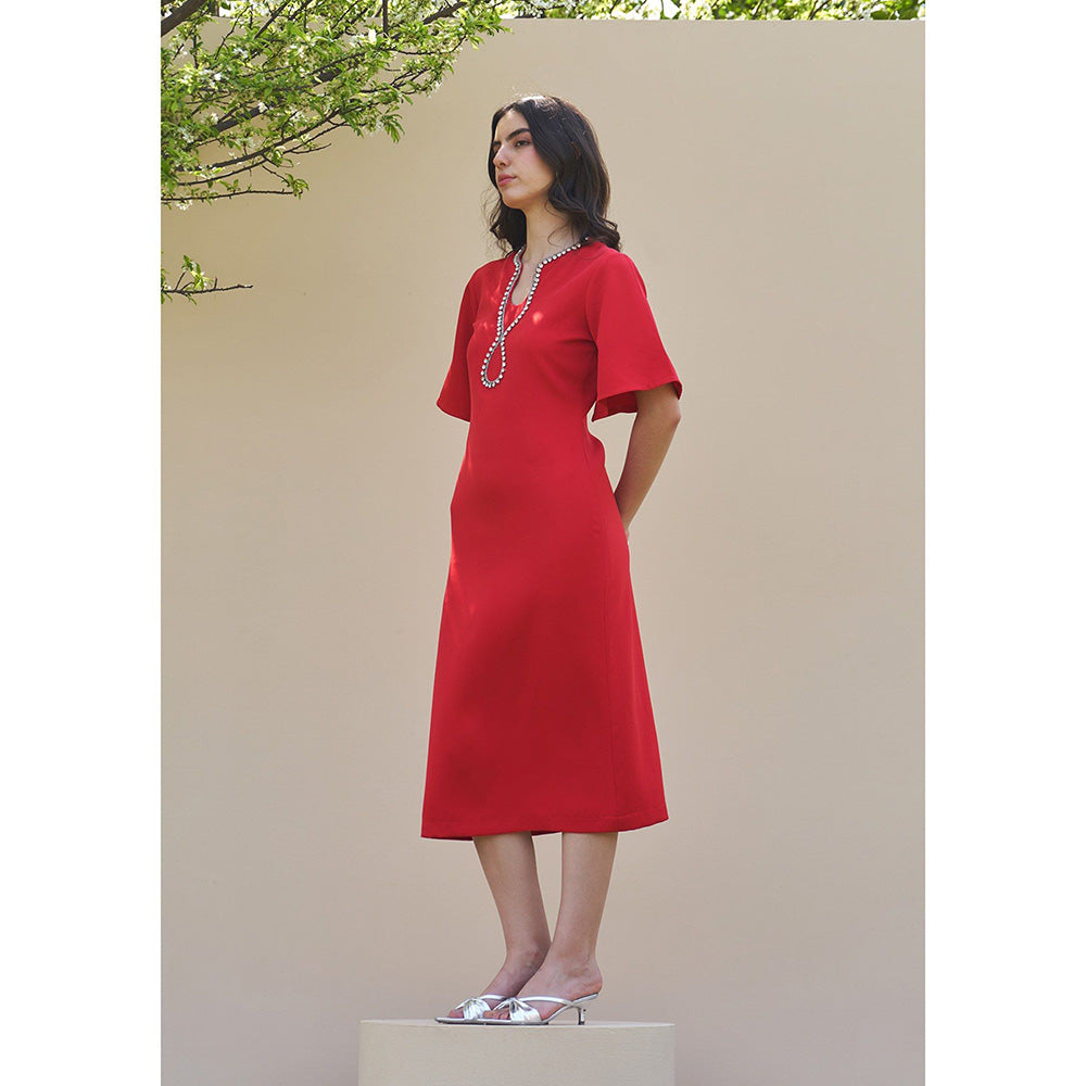 AMOSHI Dewdrop Midi Dress -Red