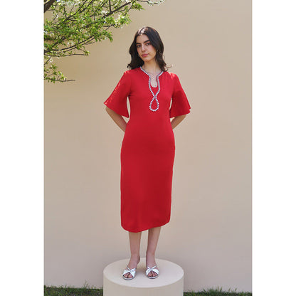 AMOSHI Dewdrop Midi Dress -Red