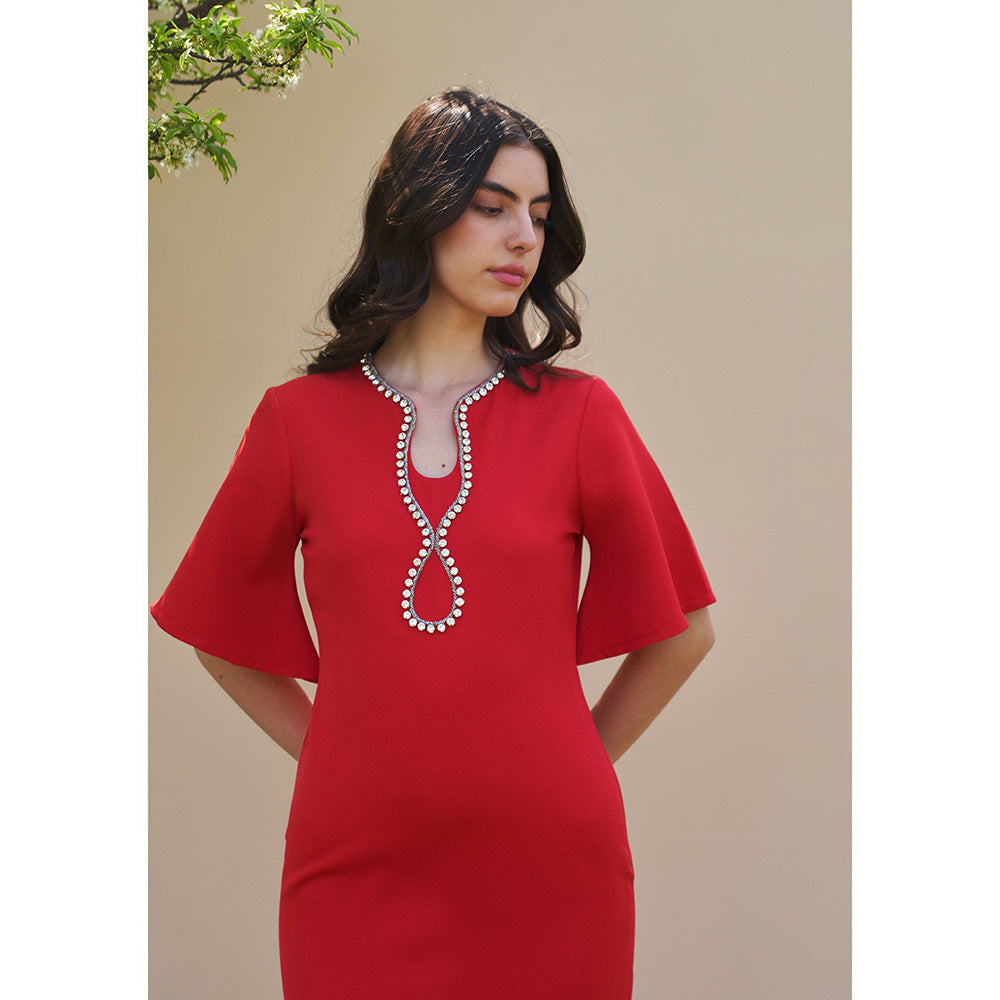 AMOSHI Dewdrop Midi Dress -Red