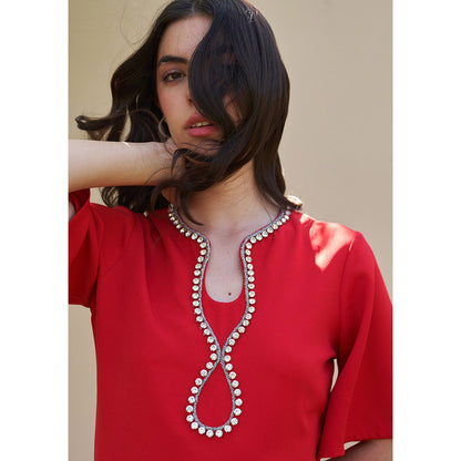 AMOSHI Dewdrop Midi Dress -Red