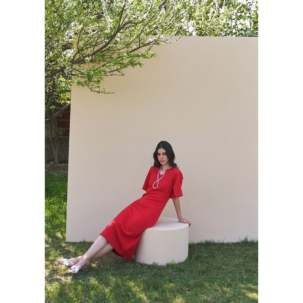 AMOSHI Dewdrop Midi Dress -Red