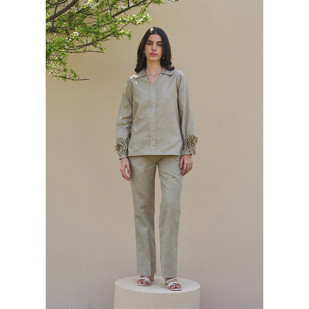AMOSHI Camellia Co-Ord -Olive (Set of 2)