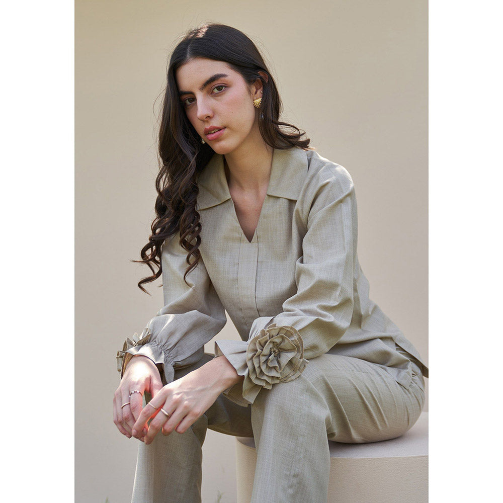AMOSHI Camellia Co-Ord -Olive (Set of 2)
